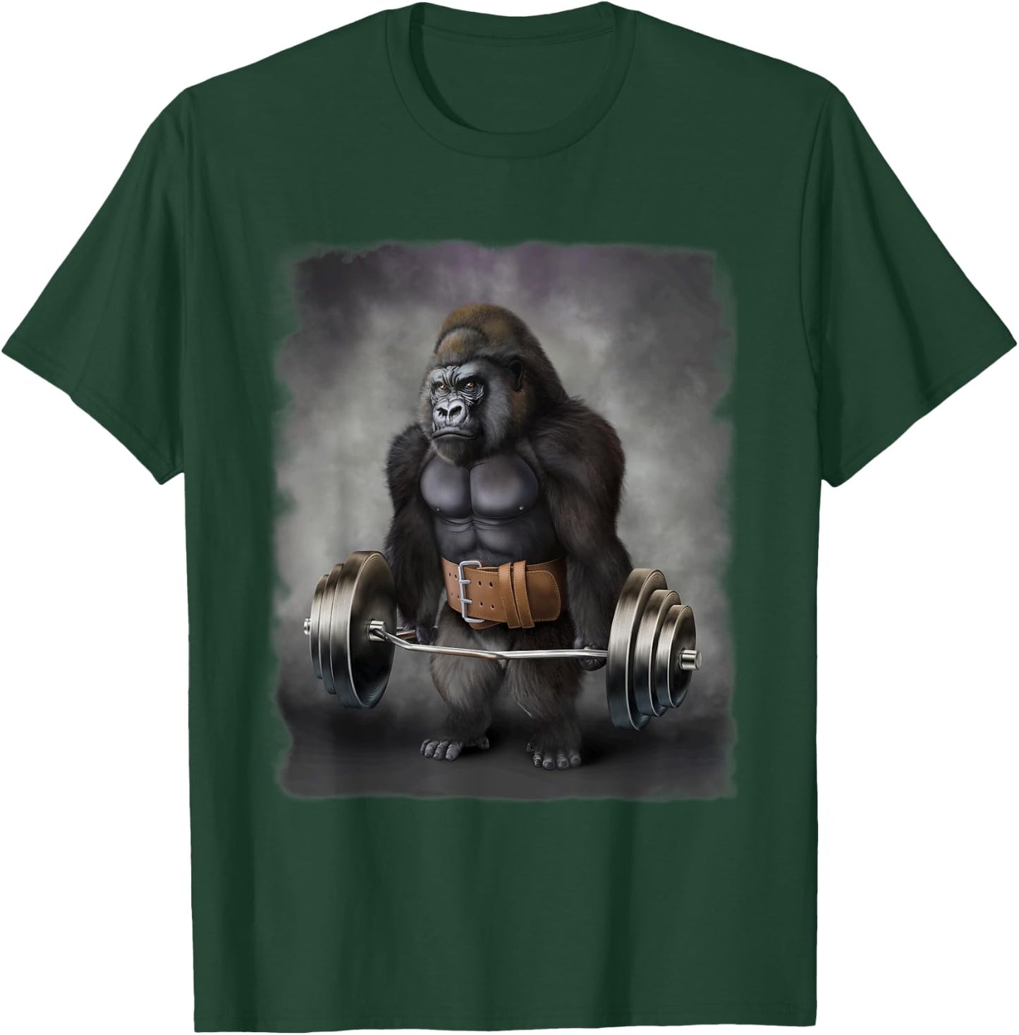 Gorilla Muscle Training with Barbell Shrug Bar Fitness Gym T-Shirt - T-Shirt | Forest