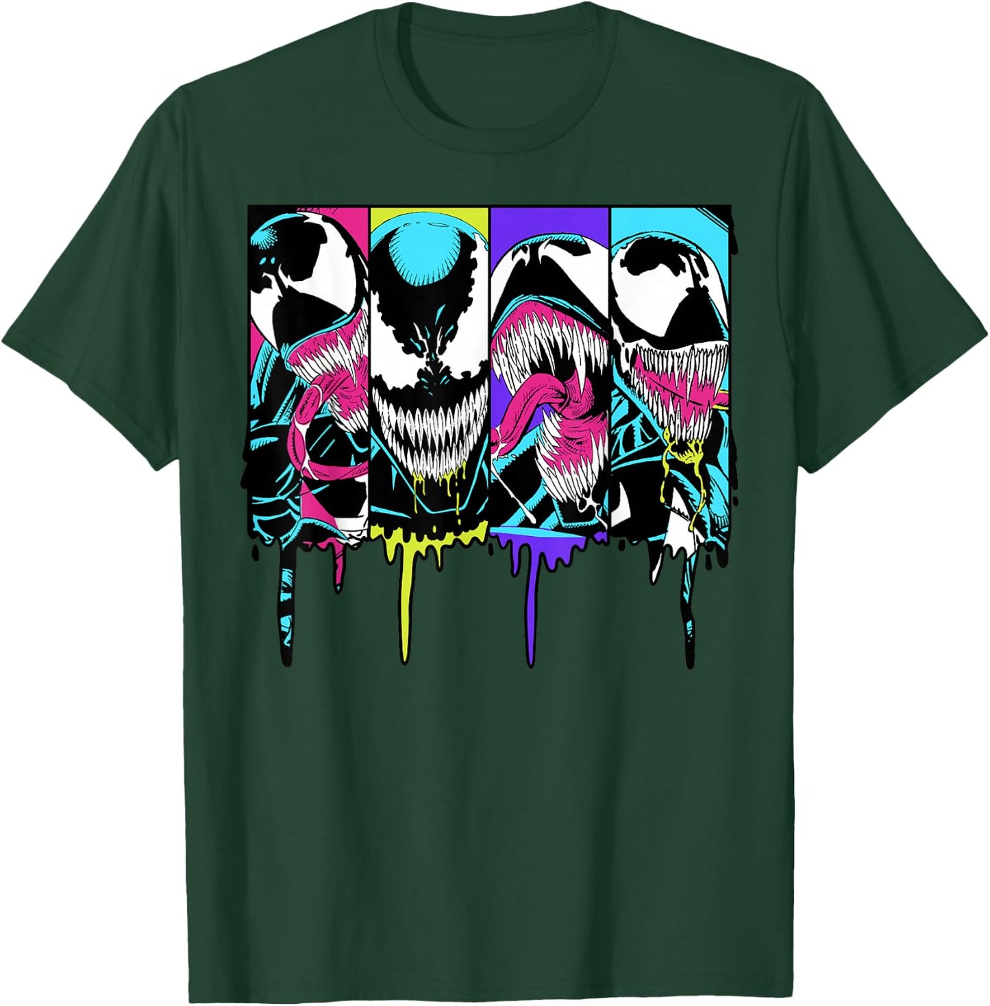 Marvel Venom Colorful Dripping Comic Panel Small T-Shirt - T-Shirt | Forest