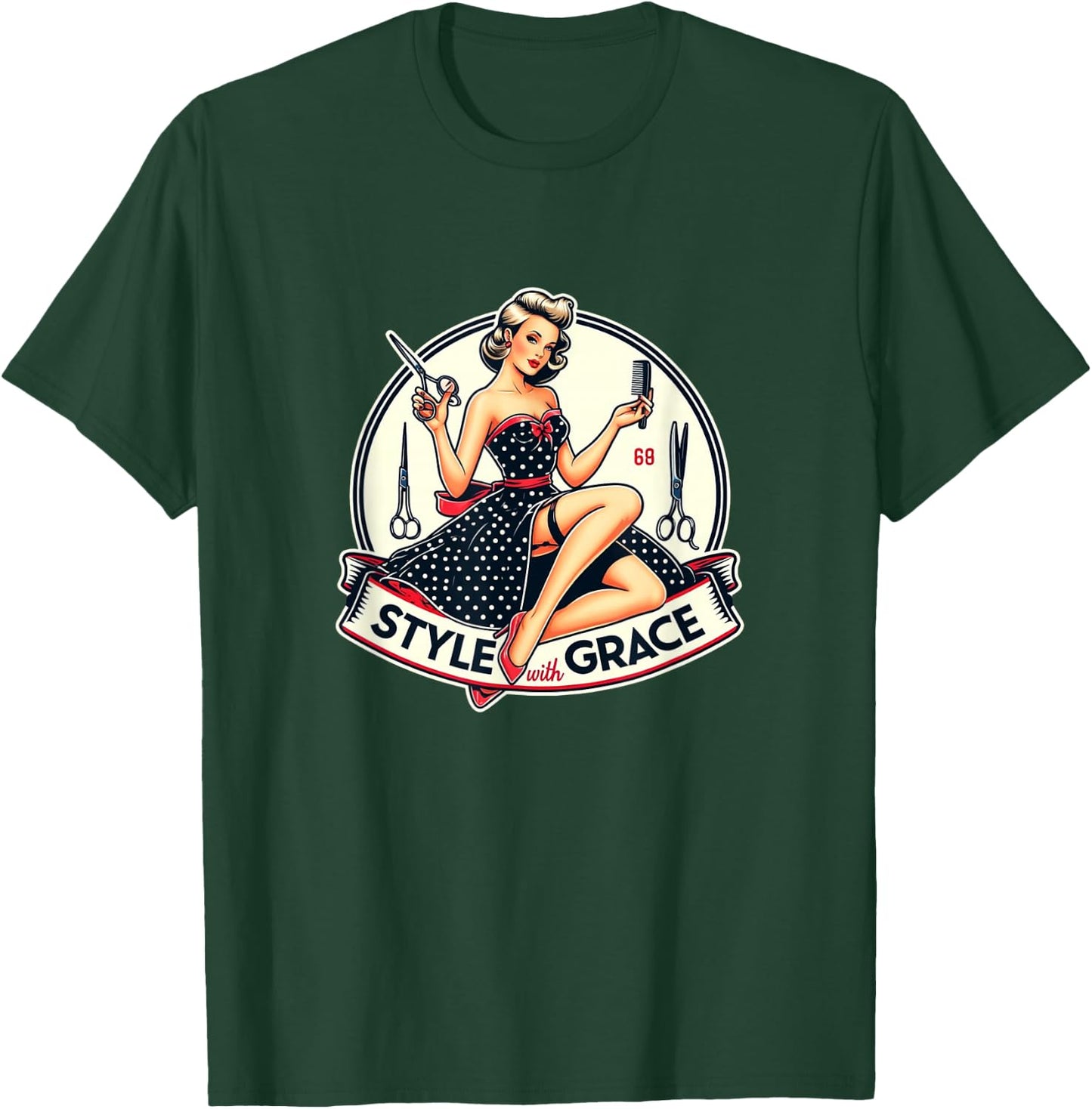 Style With Graphic Pin-Up Grace - S25 , Black, S T-Shirt - T-Shirt | Forest