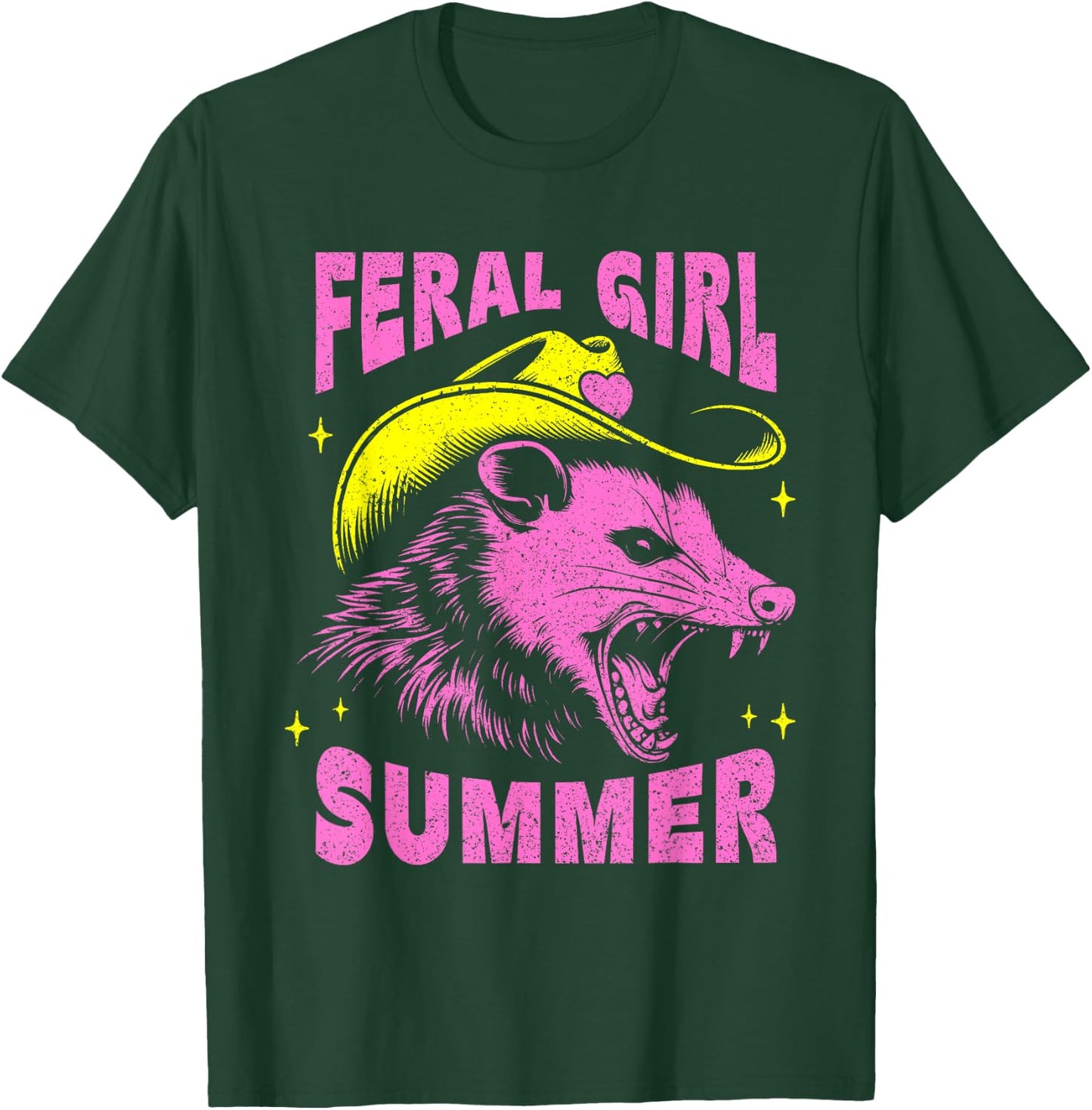 Feral Girl Summer Opossum Vintage T-Shirt - T-Shirt | Forest