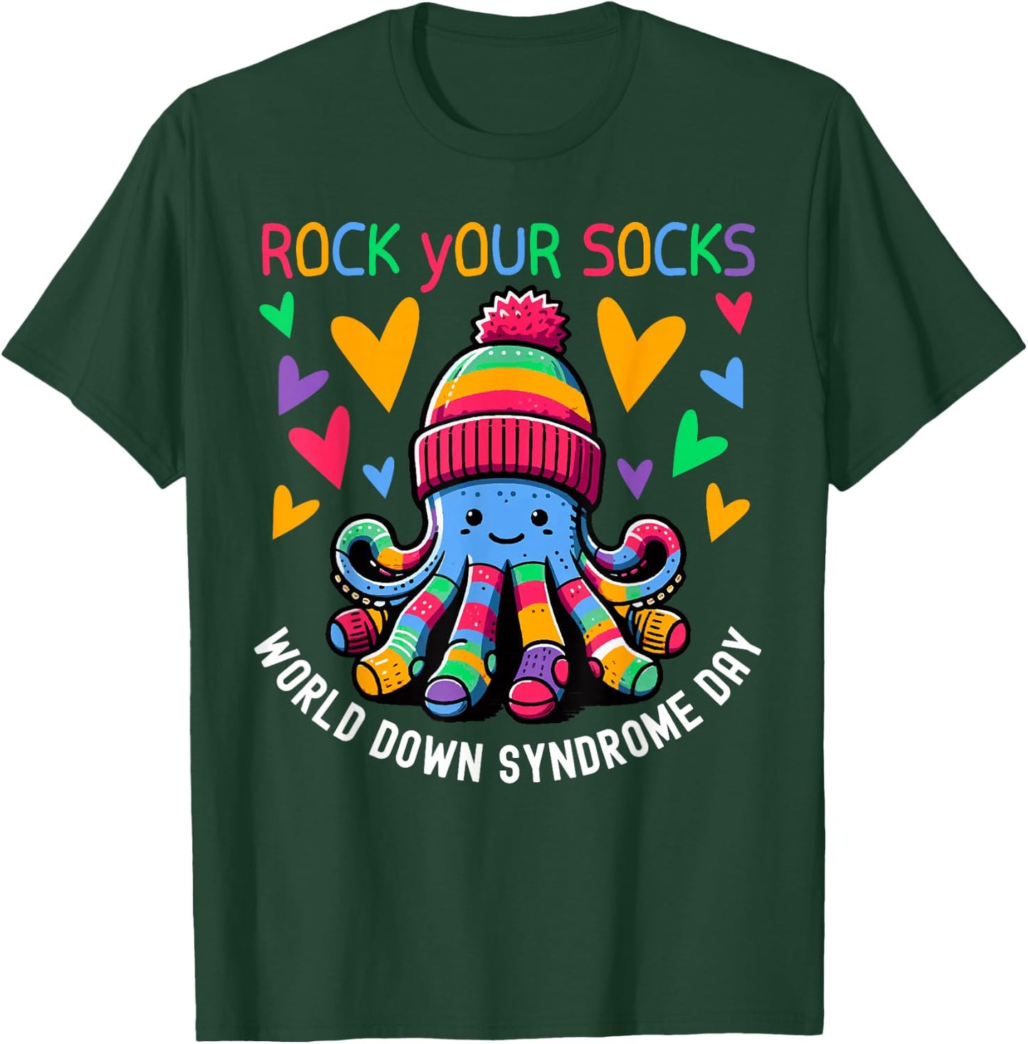 Rock Your Socks Down Syndrome Awareness Day Octopus WDSD T-Shirt - T-Shirt | Forest