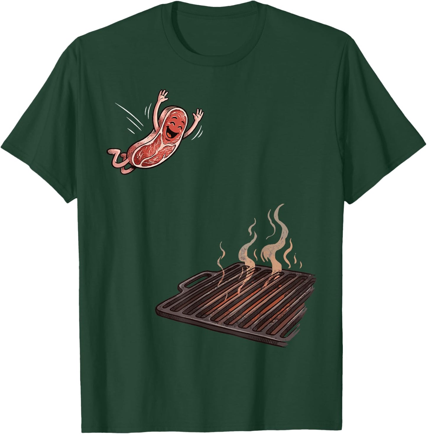Steak Jumping on to Grill Funny BBQ T-Shirt - T-Shirt | Forest