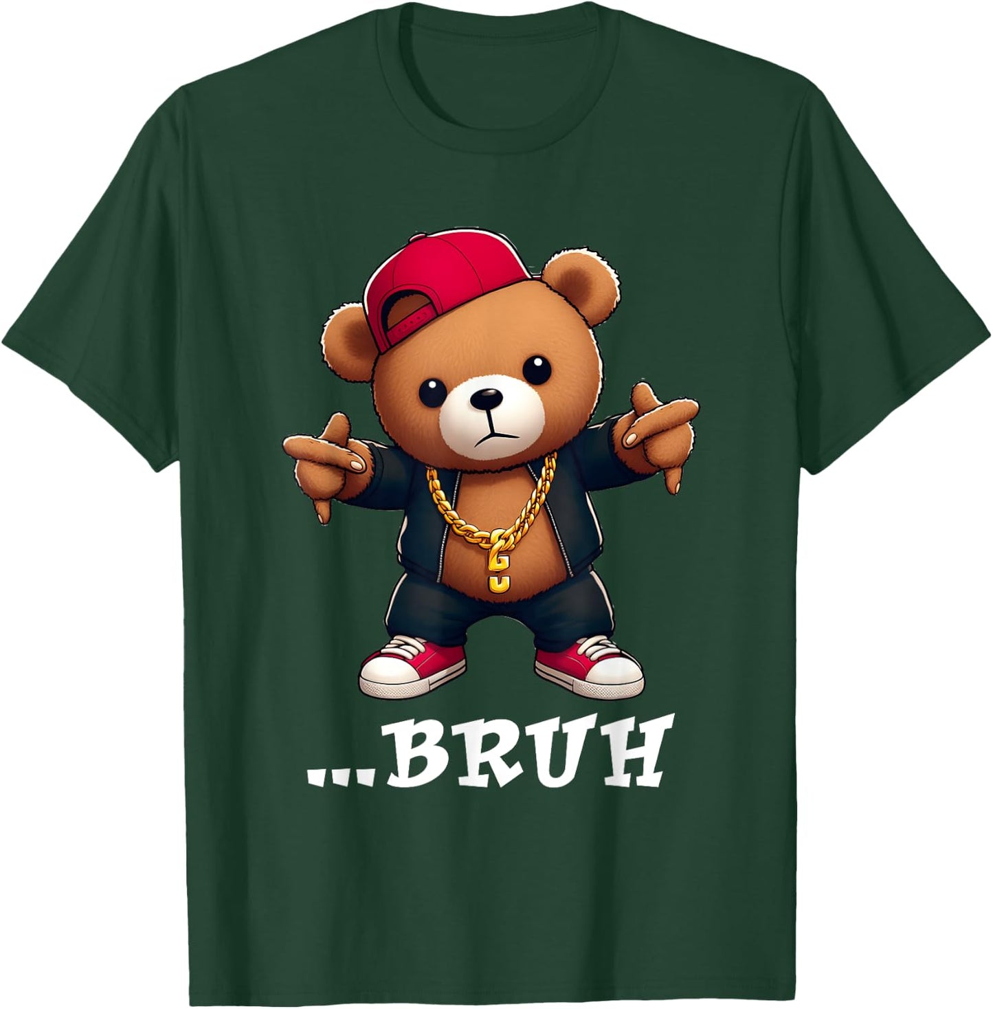 Bruh Meme Hip Hop Teddy Bear Life Street Style Teenager T-Shirt - T-Shirt | Forest
