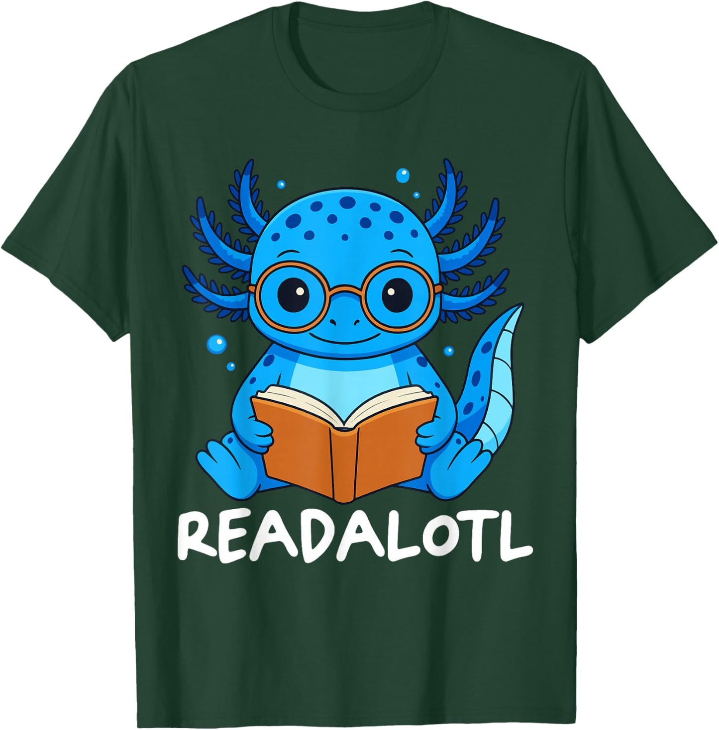 Readalotl Axolotl Reading T-Shirt - T-Shirt | Forest