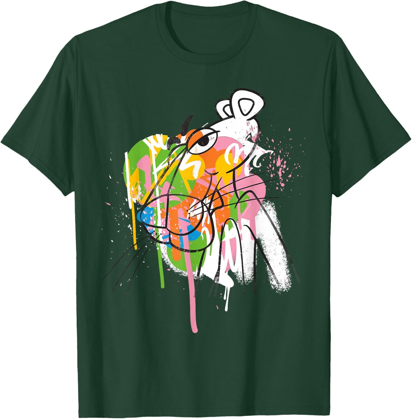 Pink Panther Graffiti Black Line Art T-Shirt - T-Shirt | Forest