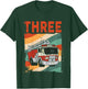3 Year Old Shirt 3rd Birthday Boy Firefighter Fire Truck T-Shirt - T-Shirt | Forest