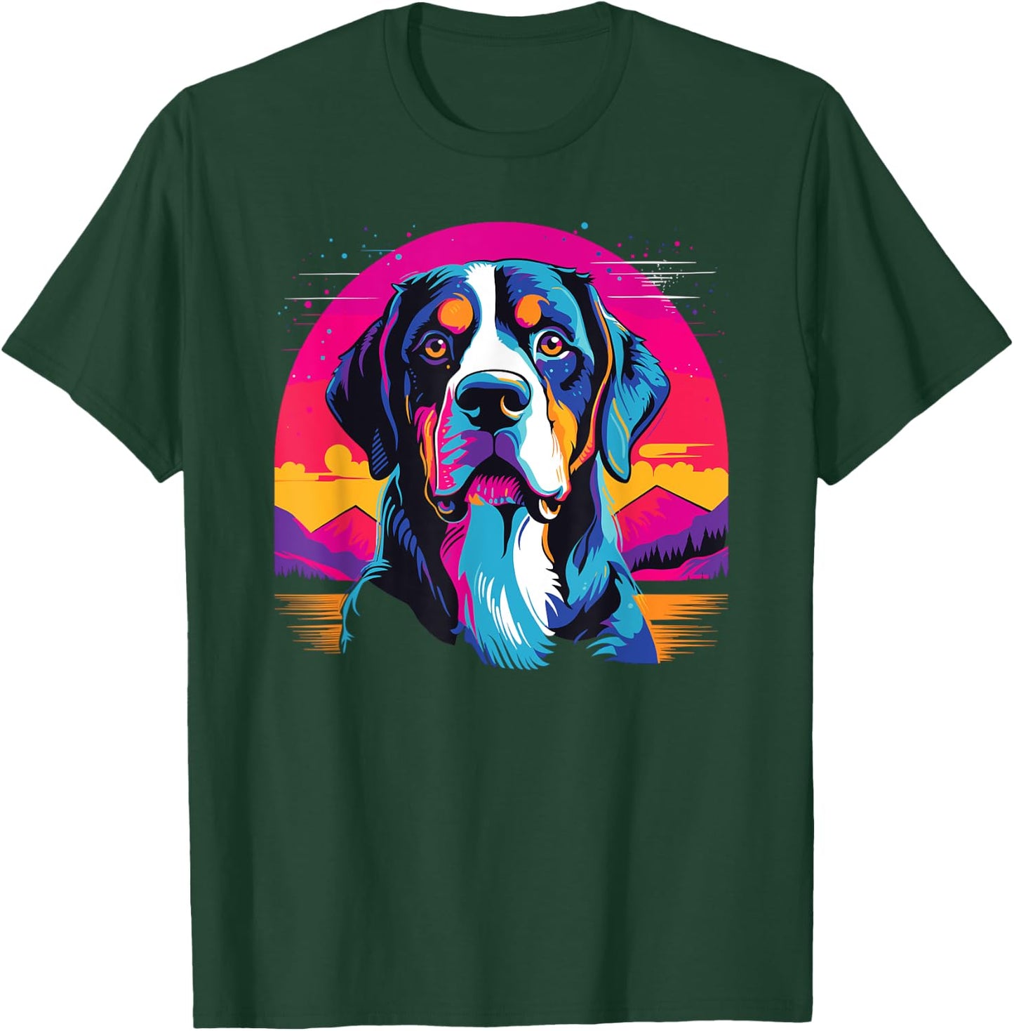 Watercolor Colorful Greater Swiss Mountain Dog Women Kids T-Shirt - T-Shirt | Forest
