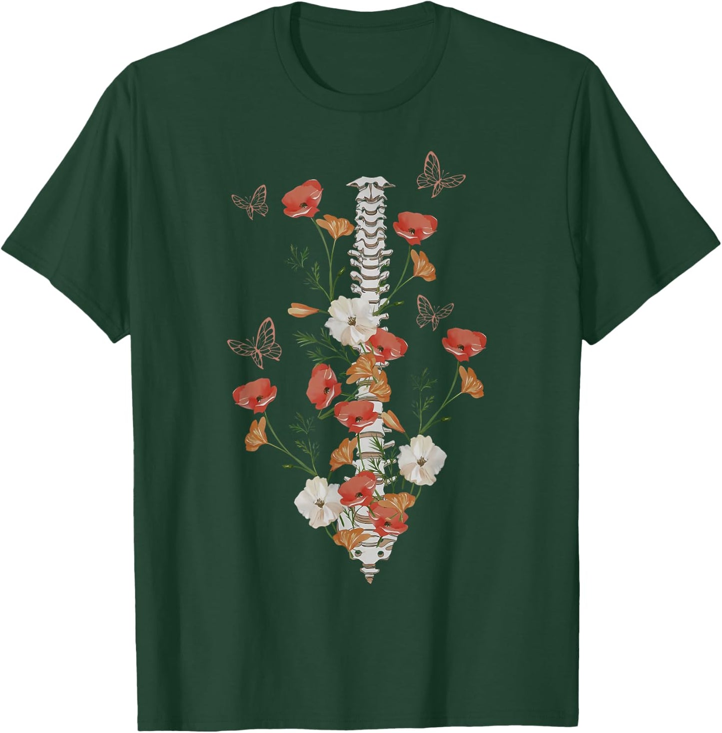 Wildflower Spine Surgeon Chiropractor Radiology Xray Tech T-Shirt - T-Shirt | Forest