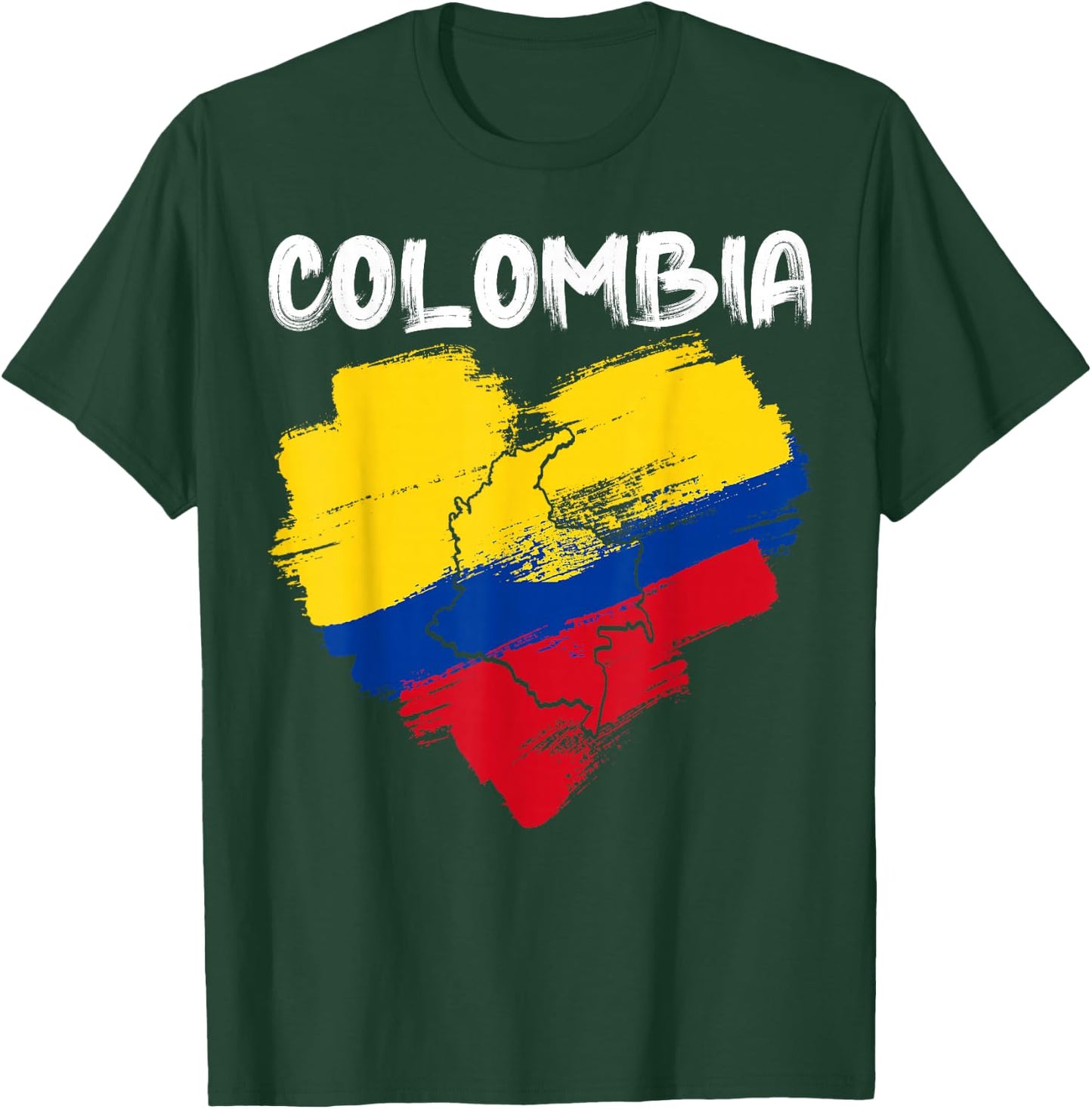 Colombia Pride Hispanic Heritage Month Colombian Flag Heart T-Shirt - T-Shirt | Forest
