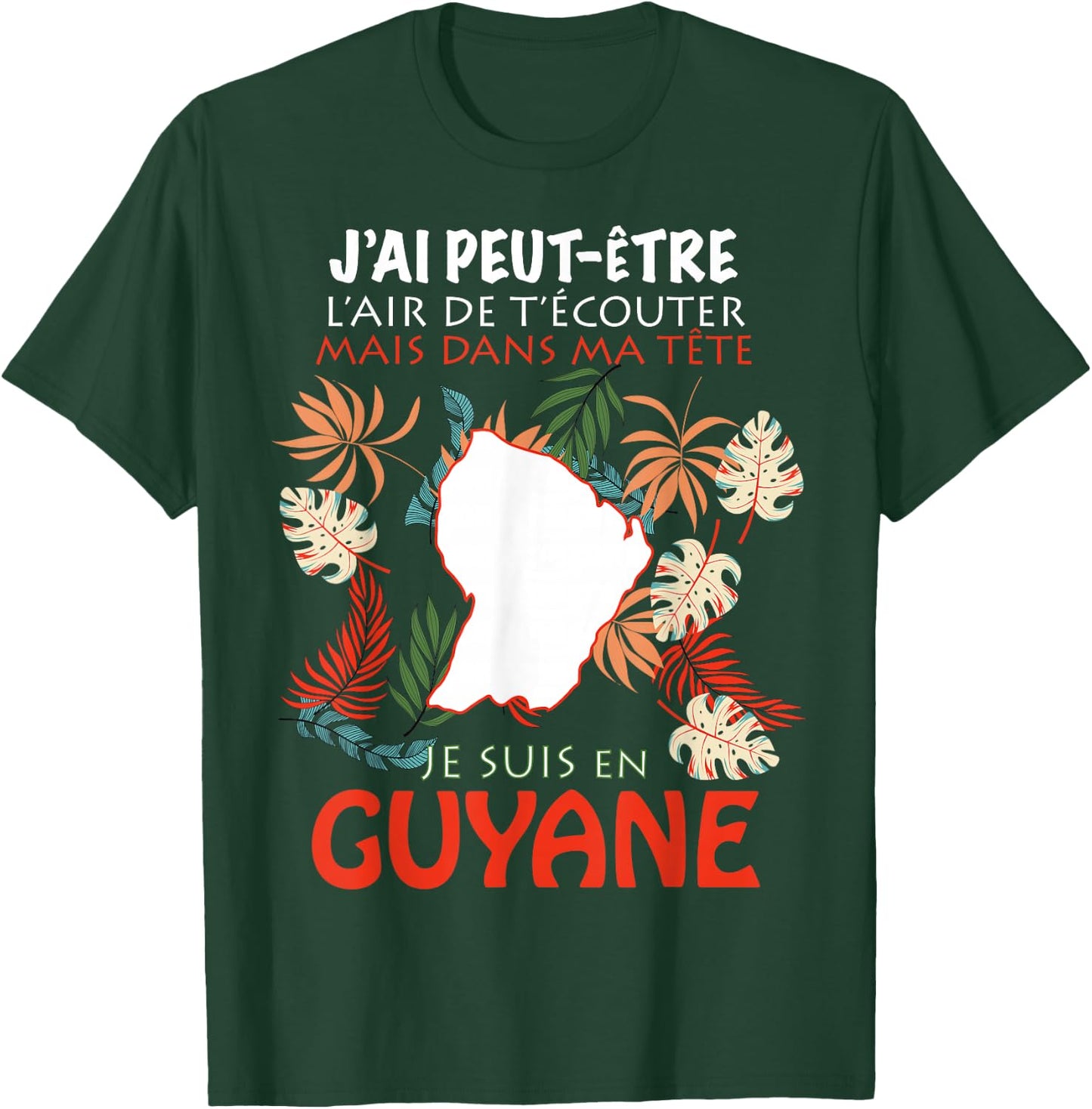 Dans Ma Tête Je Suis En Guyana Gift Man Woman , Black, S T-Shirt - T-Shirt | Forest