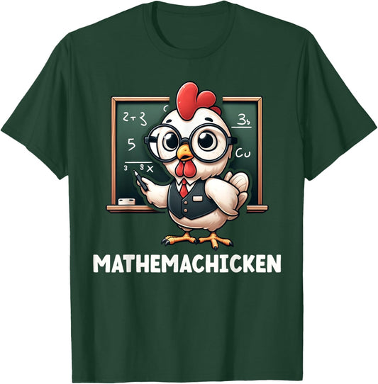 Funny Math Teacher Chicken Mathemachicken Pun T-Shirt - T-Shirt | Forest