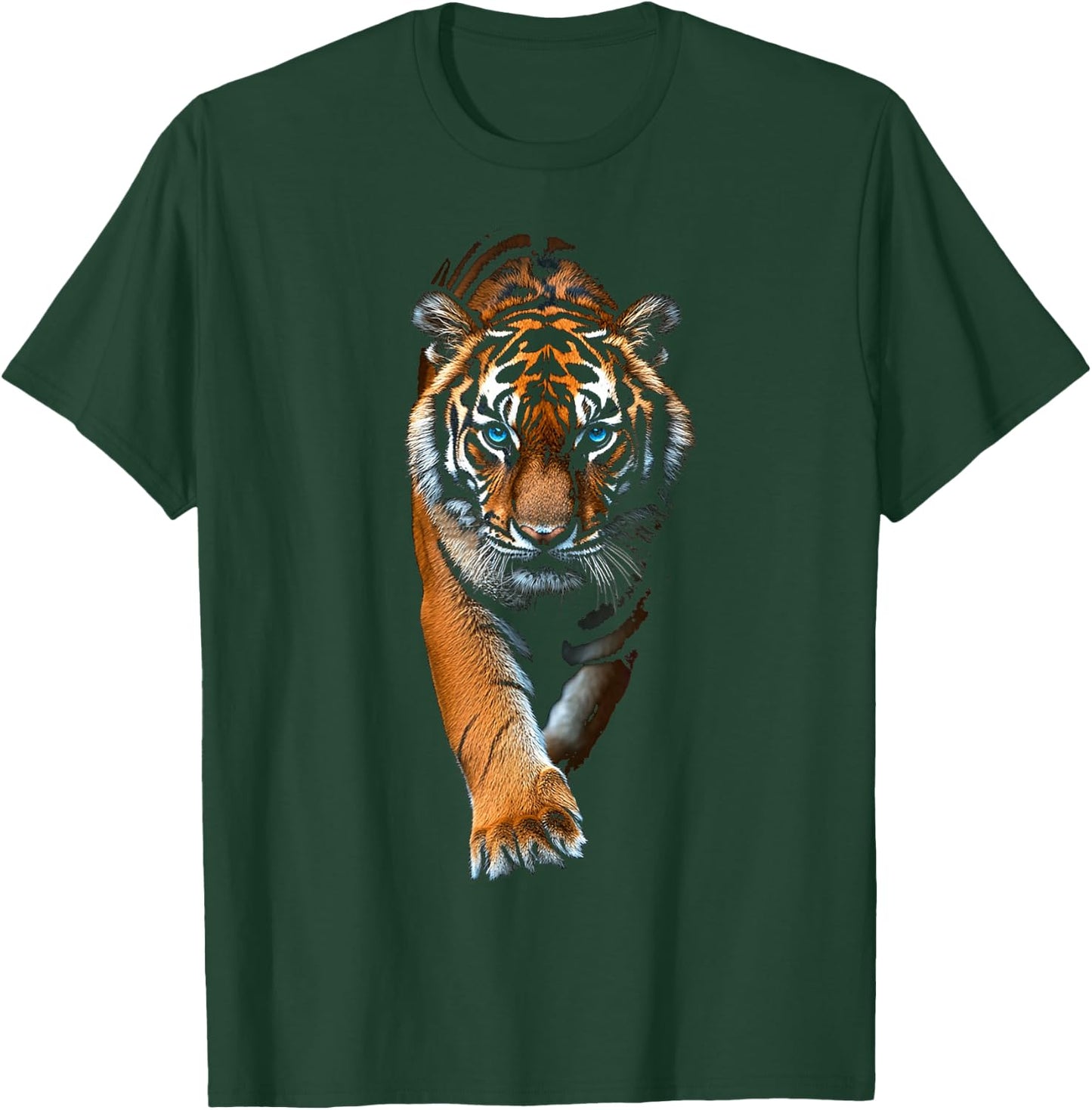 Tiger Animal Graphic Blue Eyes Illustration Tiger , black T-Shirt - T-Shirt | Forest