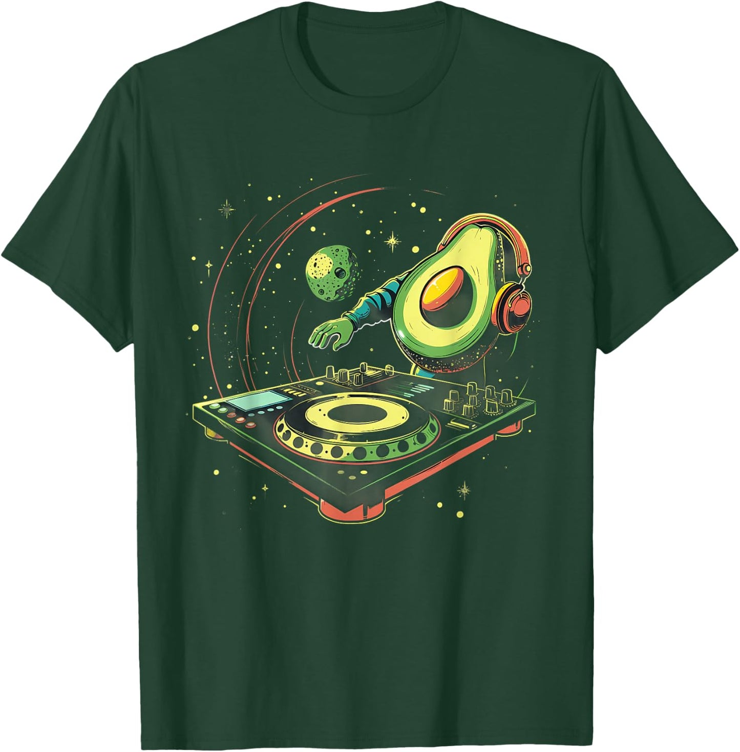 Avocado Music DJ Turntable DJ Avocado Fruits EDM Space T-Shirt - T-Shirt | Forest