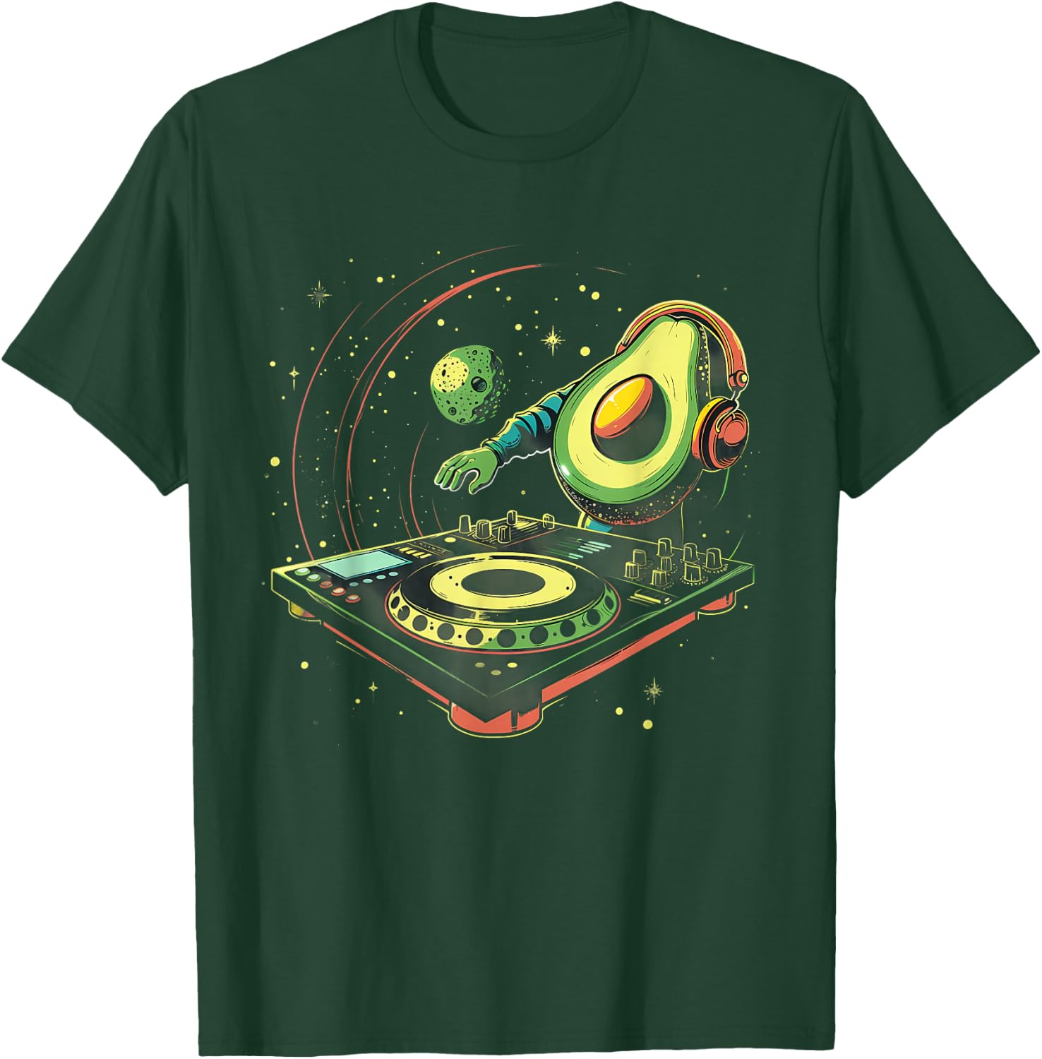 Avocado Music DJ Turntable DJ Avocado Fruits EDM Space T-Shirt - T-Shirt | Forest