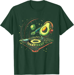 Avocado Music DJ Turntable DJ Avocado Fruits EDM Space T-Shirt - T-Shirt | Forest