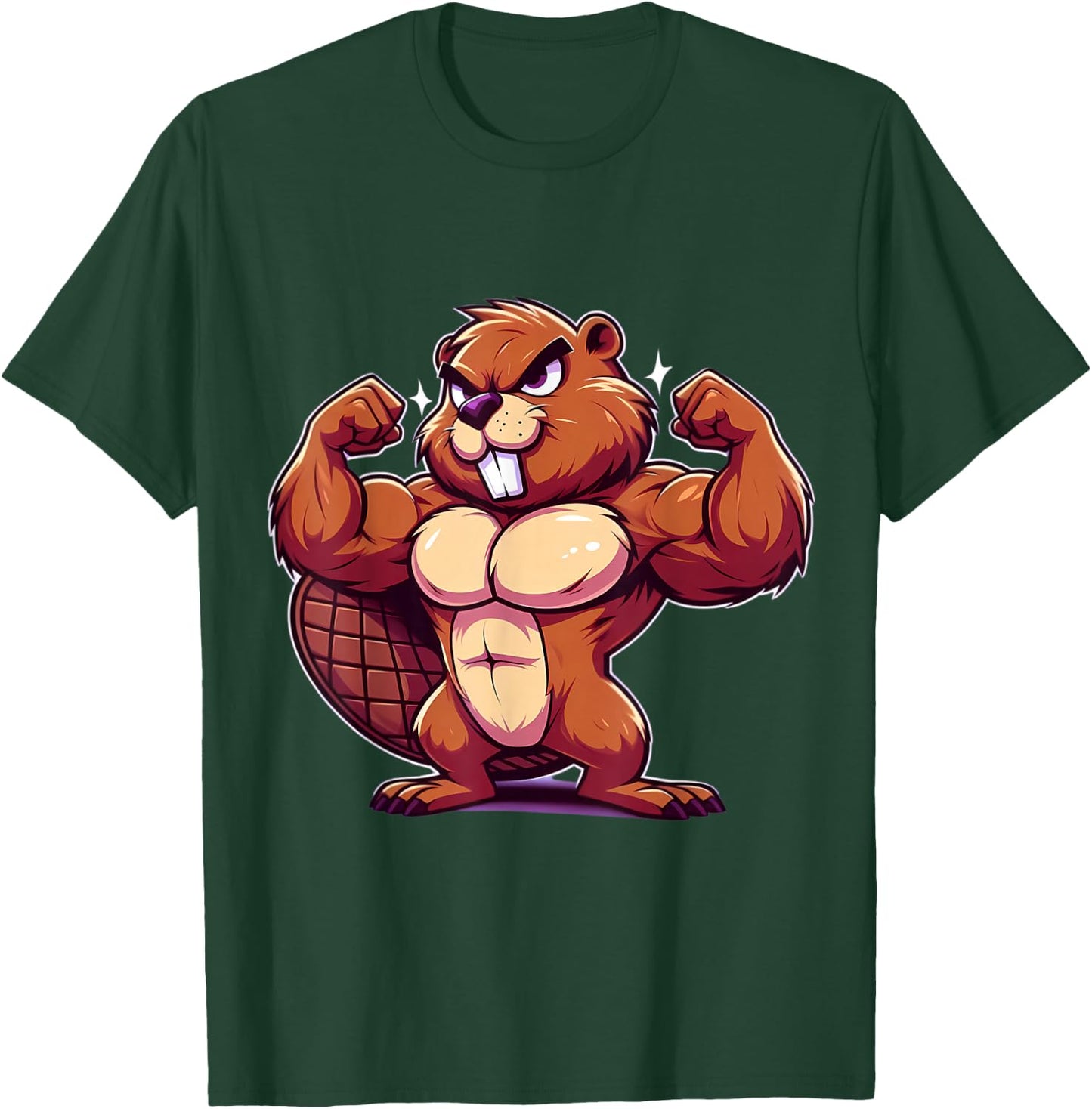 Beaver Flexing Muscles Fan Lover Bodybuilding Gym Workout T-Shirt - T-Shirt | Forest