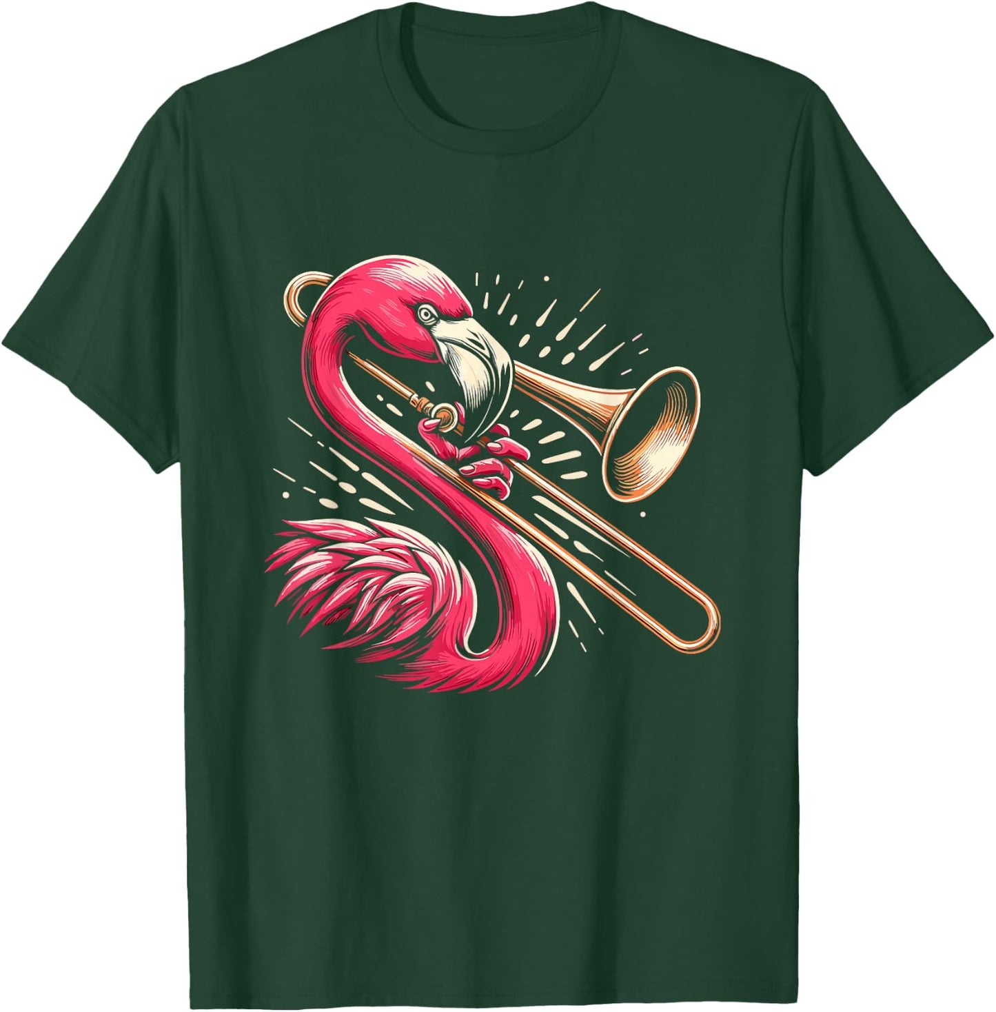 Flamingo Trombone Player T-Shirt - T-Shirt | Forest
