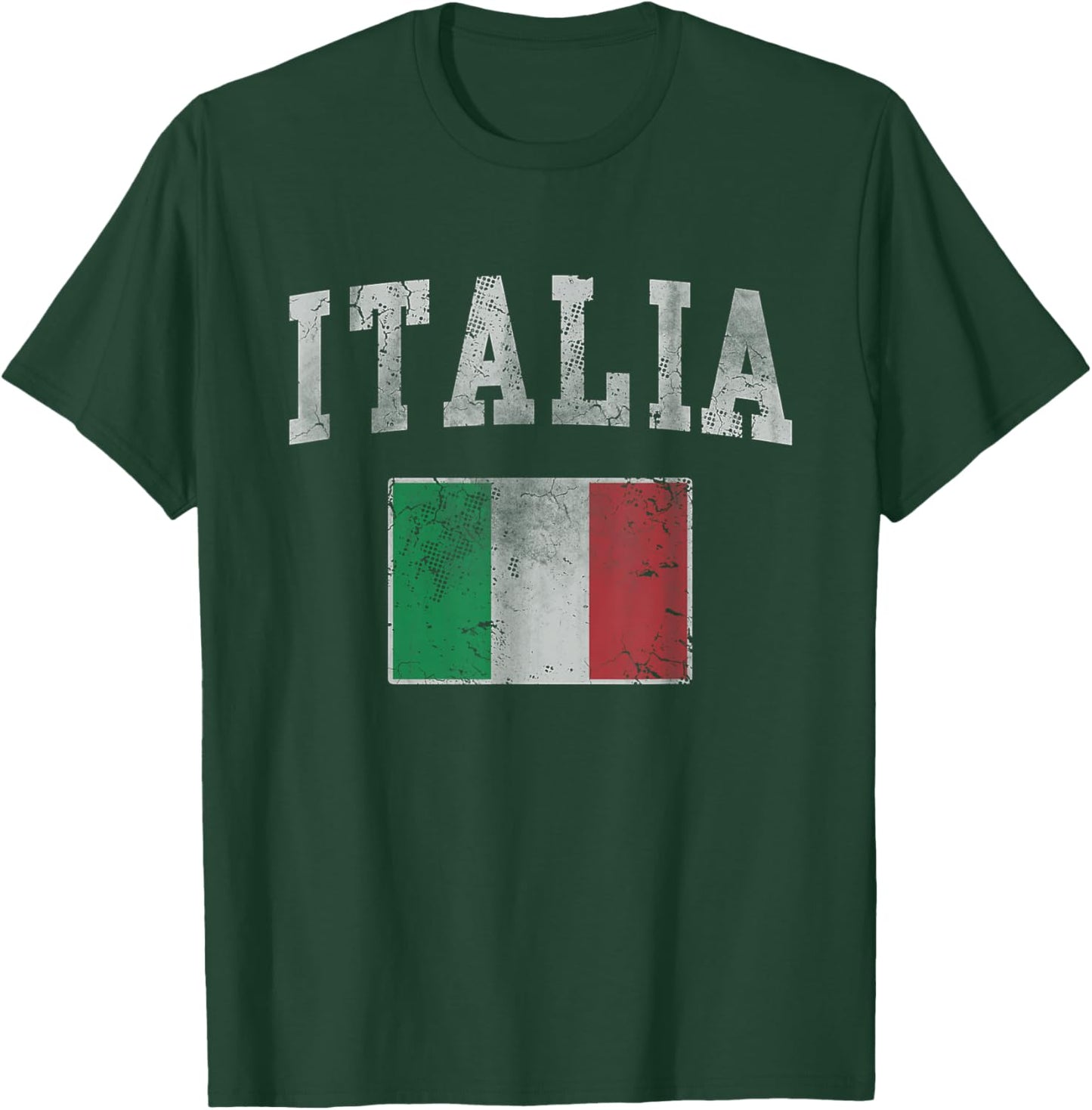 Vintage Italia Italian Flag Italy Men Women Kids Youth T-Shirt - T-Shirt | Forest