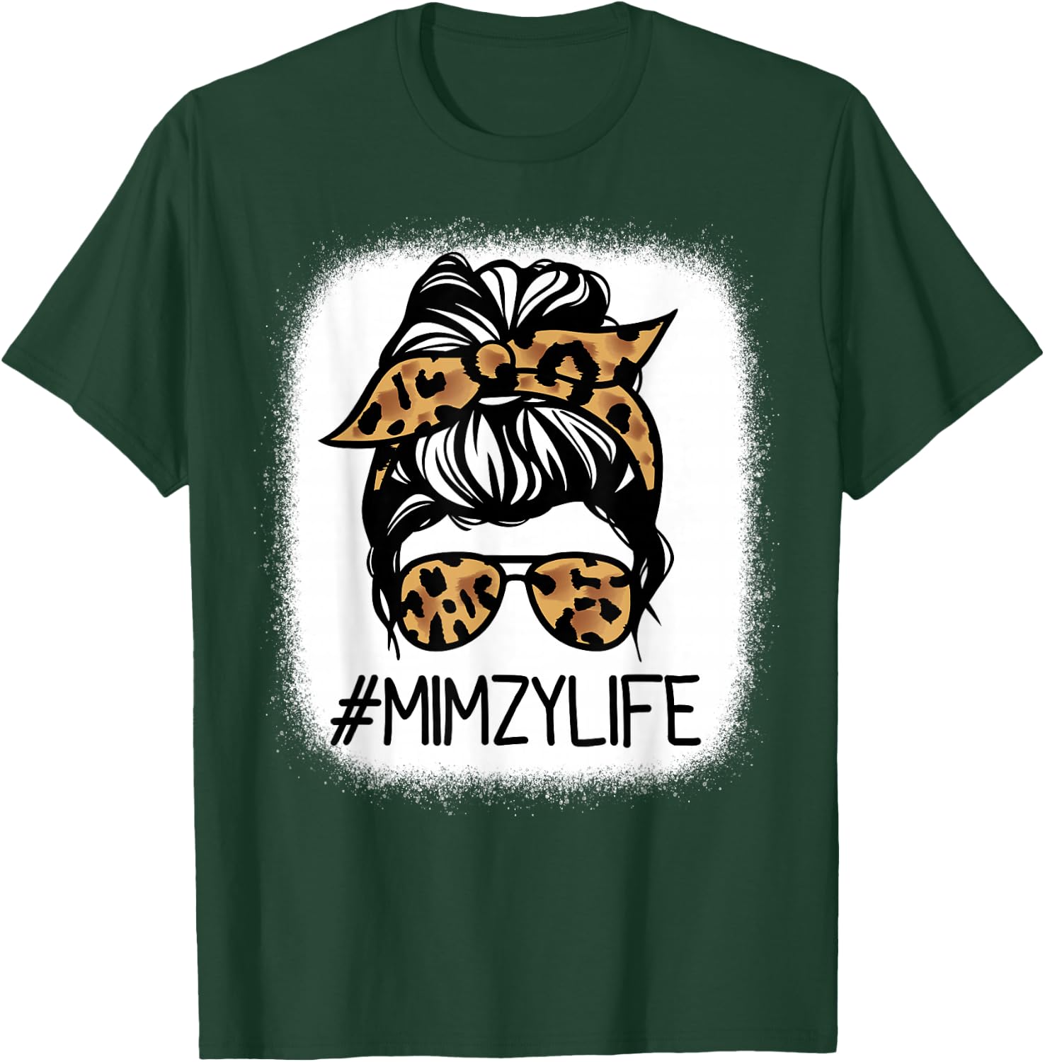MIMZY Leopard Messy Bun Mother's Day for Grandmothers T-Shirt - T-Shirt | Forest