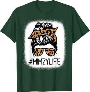 MIMZY Leopard Messy Bun Mother's Day for Grandmothers T-Shirt - T-Shirt | Forest