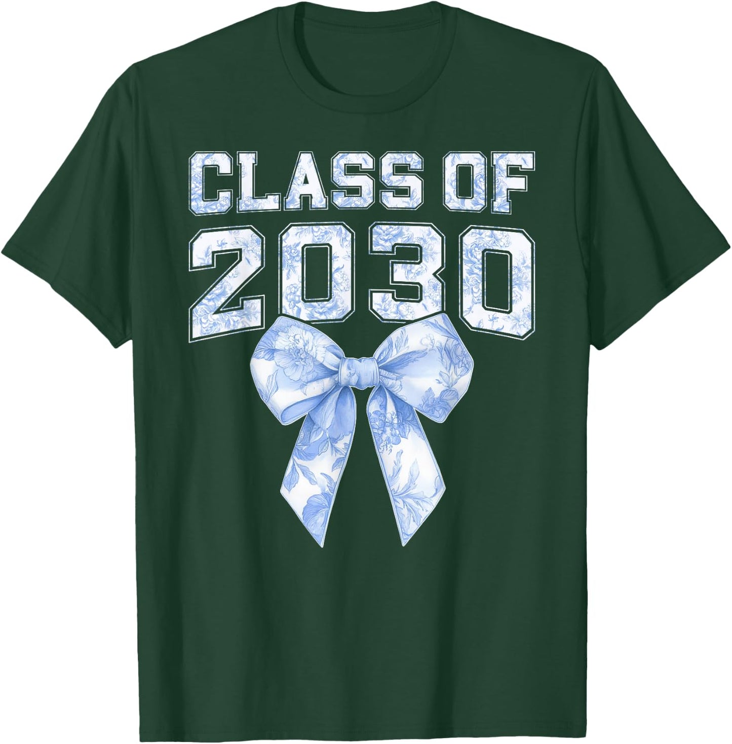 Coquette Bow Preppy Class of 2030 Girly Girl 30 Graduation T-Shirt - T-Shirt | Forest