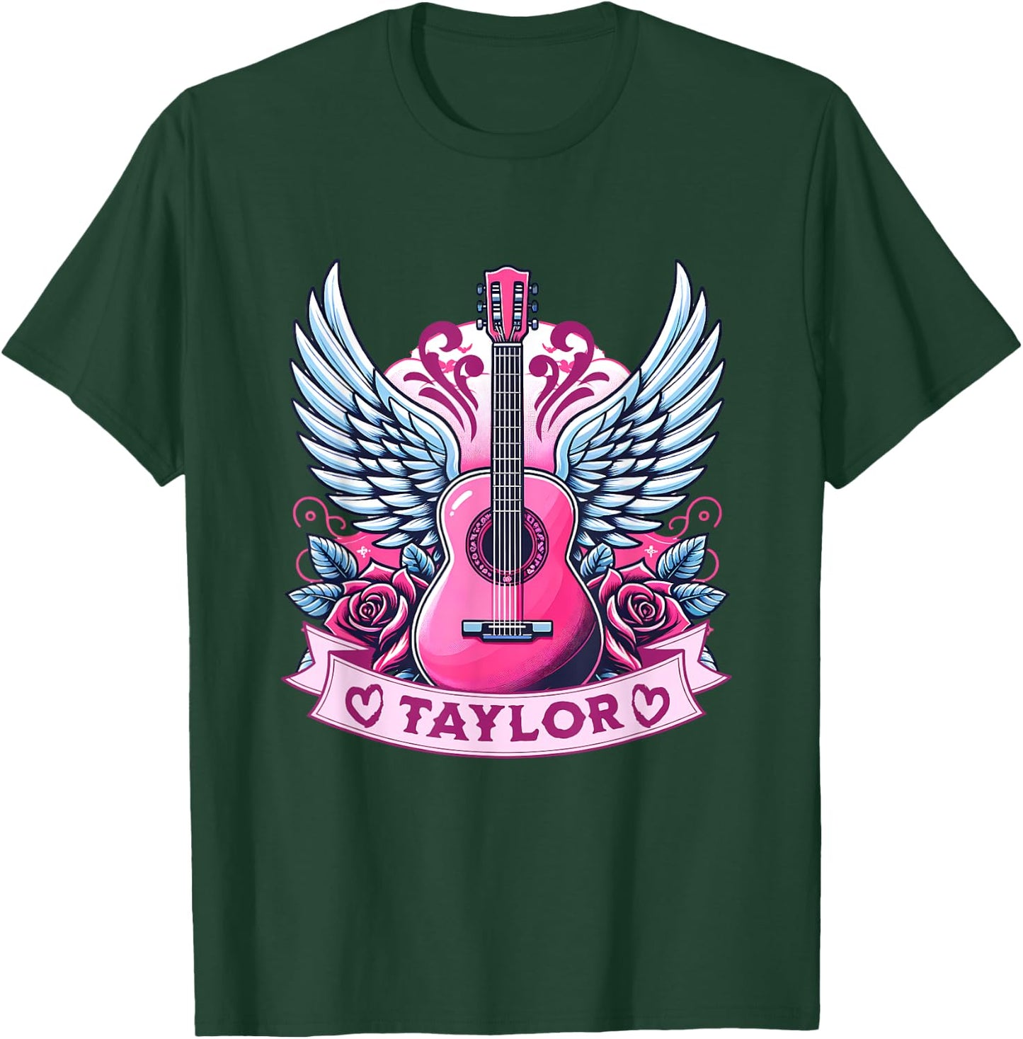 Girl Retro Guitar First Name Personalized Taylor T-Shirt - T-Shirt | Forest