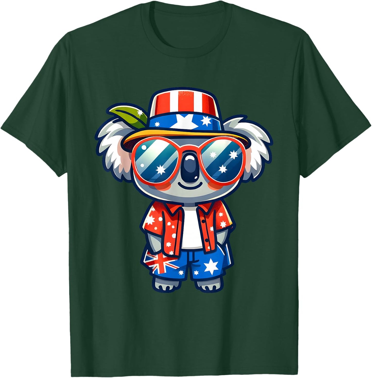 Koala USA Flag Australia Day Australian Flag Born Adult Kids T-Shirt - T-Shirt | Forest