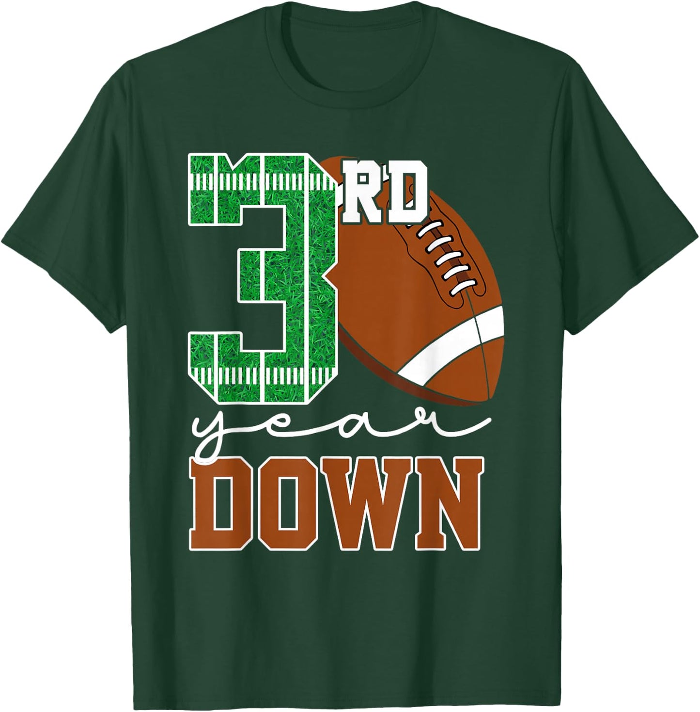 3rd Year Down Football Lover Third Birthday Boy Party T-Shirt - T-Shirt | Forest