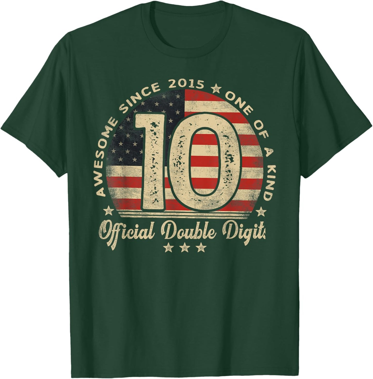 Awesome Since 2015 Official Double Digits 10th Birthday T-Shirt - T-Shirt | Forest