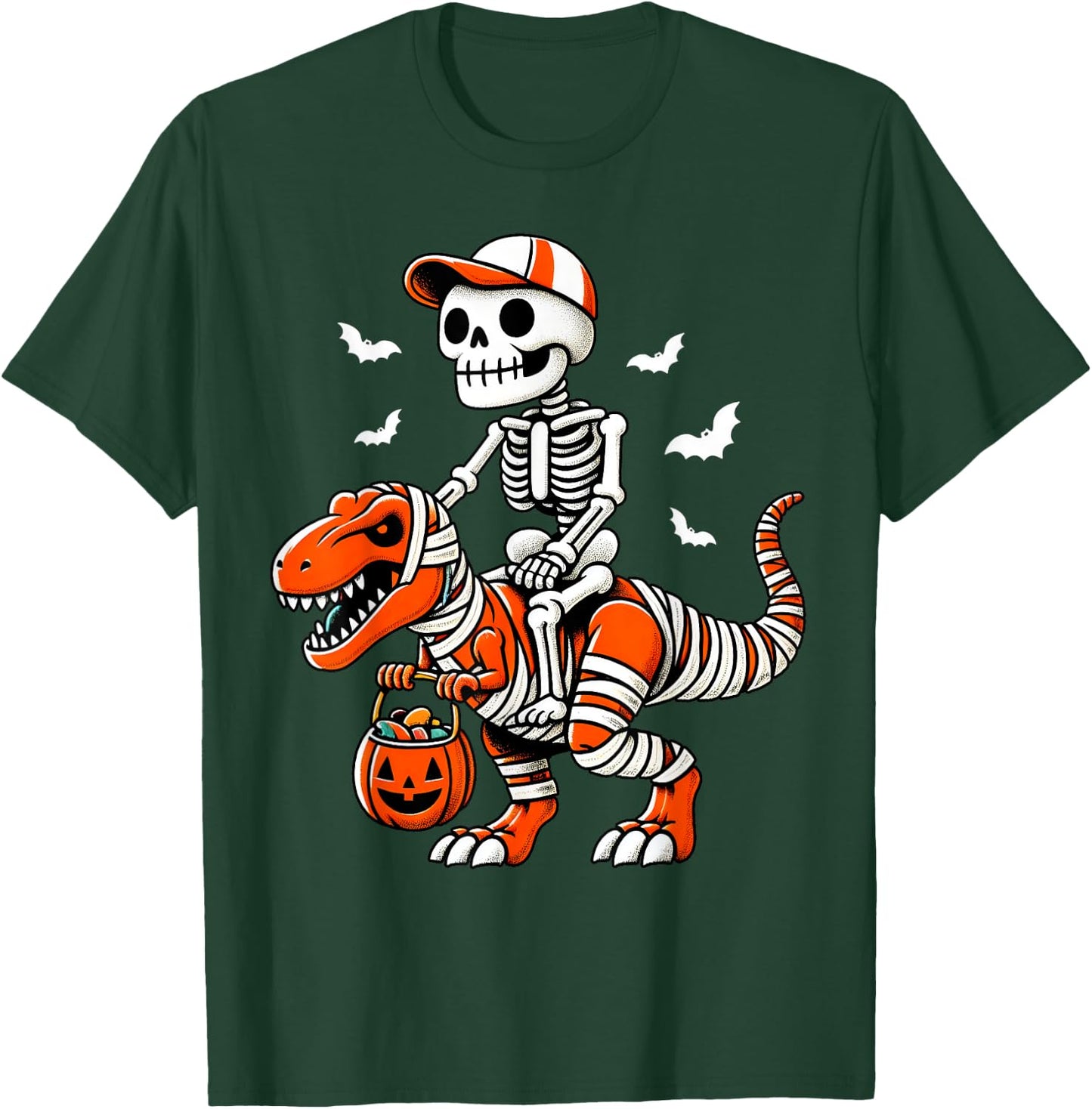 Cool Skeleton T Rex Dino Mummy Toddler Boy Halloween Boy Kid T-Shirt - T-Shirt | Forest