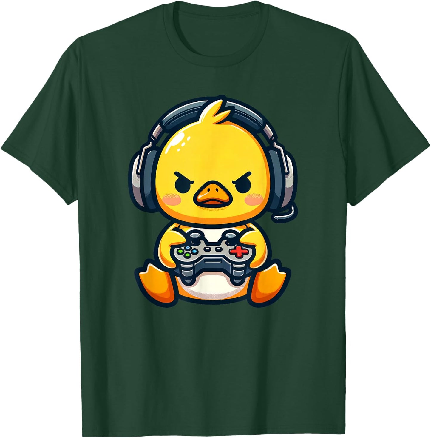 Funny Gamer Duck Video Games Boys Girls Kids T-Shirt - T-Shirt | Forest
