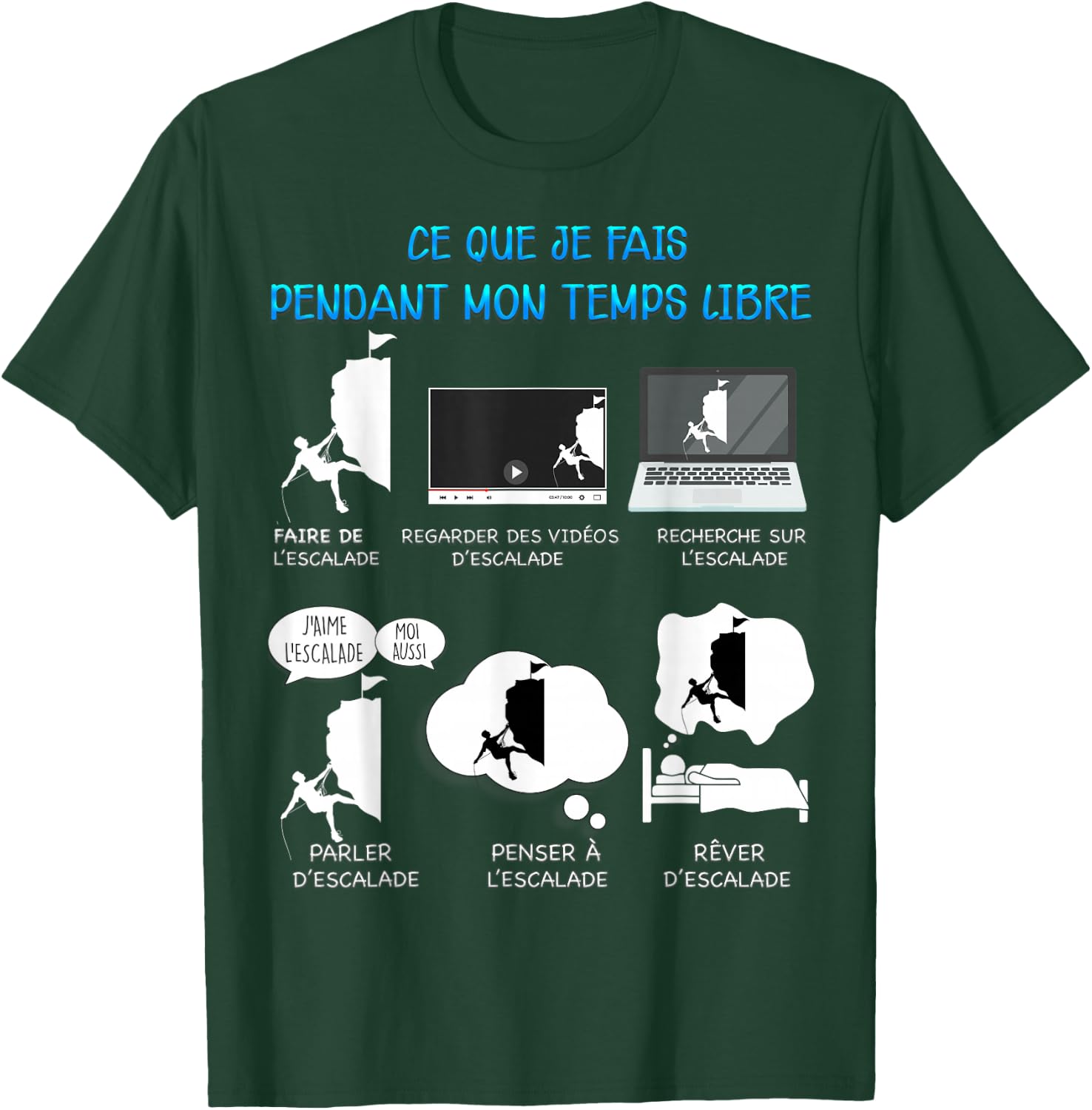 Climbing Mountain Climber Free Time Humour Man Woman , Black, S T-Shirt - T-Shirt | Forest