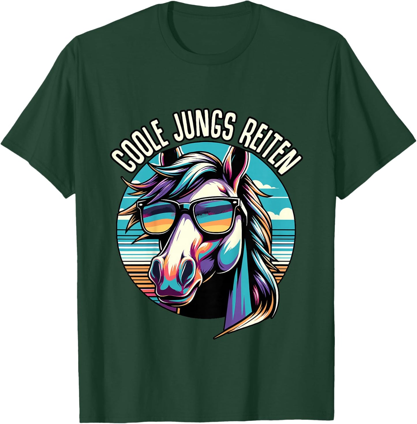 Kinder Coole Jungs Reiten Pferd Reiter Jungen Pferde Reitsport T-Shirt - T-Shirt | Forest