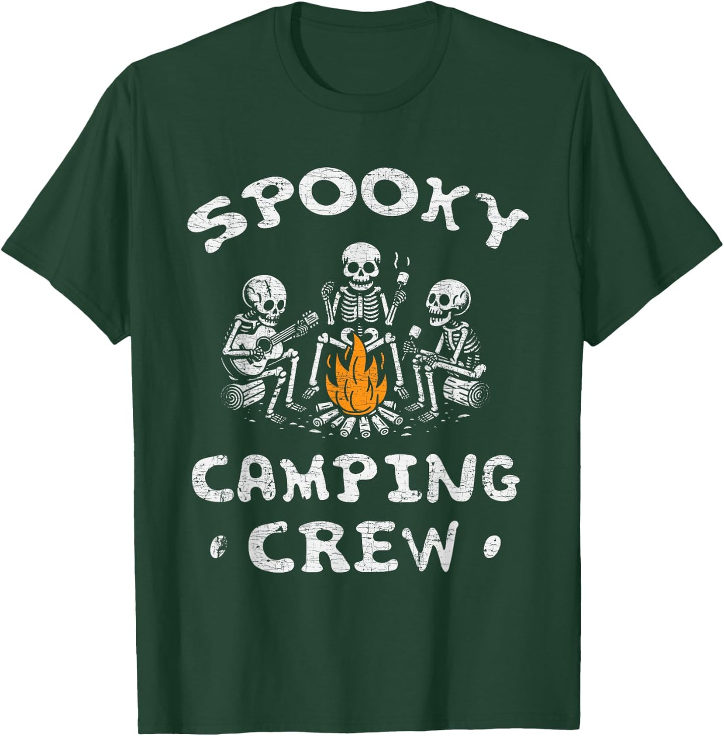 Spooky Camping Crew Halloween Camping Skeleton Campsite T-Shirt - T-Shirt | Forest