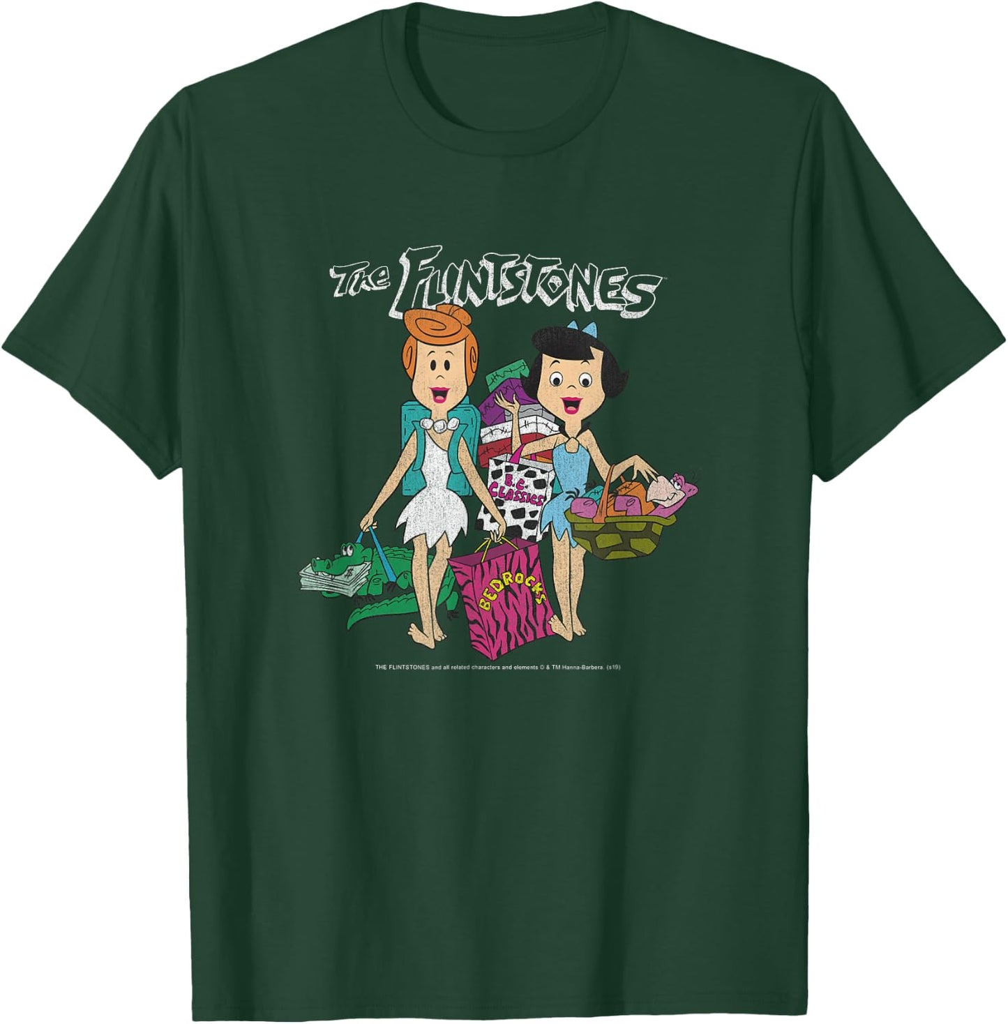 The Flintstones Betty Rubble & Wilma Flintstone Shopping Small T-Shirt - T-Shirt | Forest
