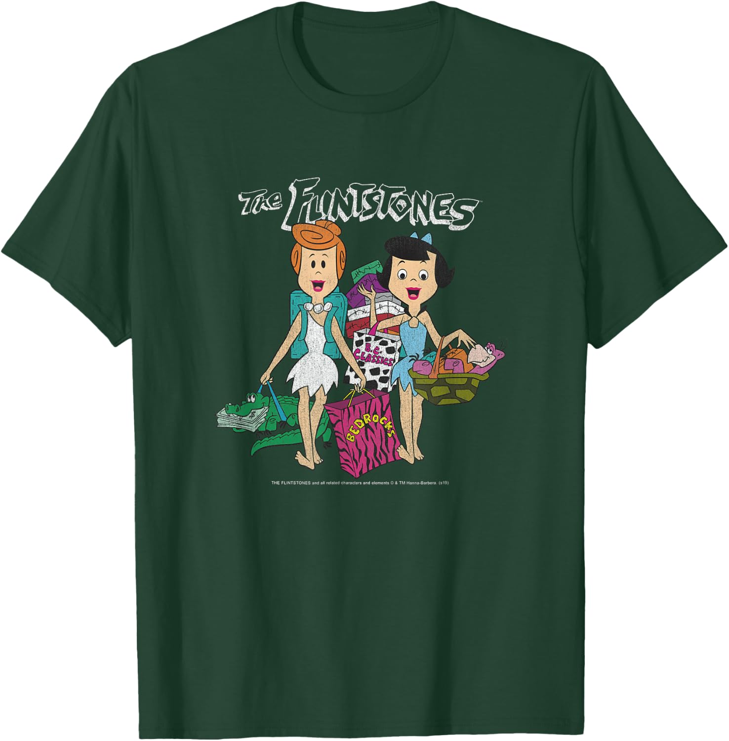The Flintstones Betty Rubble & Wilma Flintstone Shopping Small T-Shirt - T-Shirt | Forest