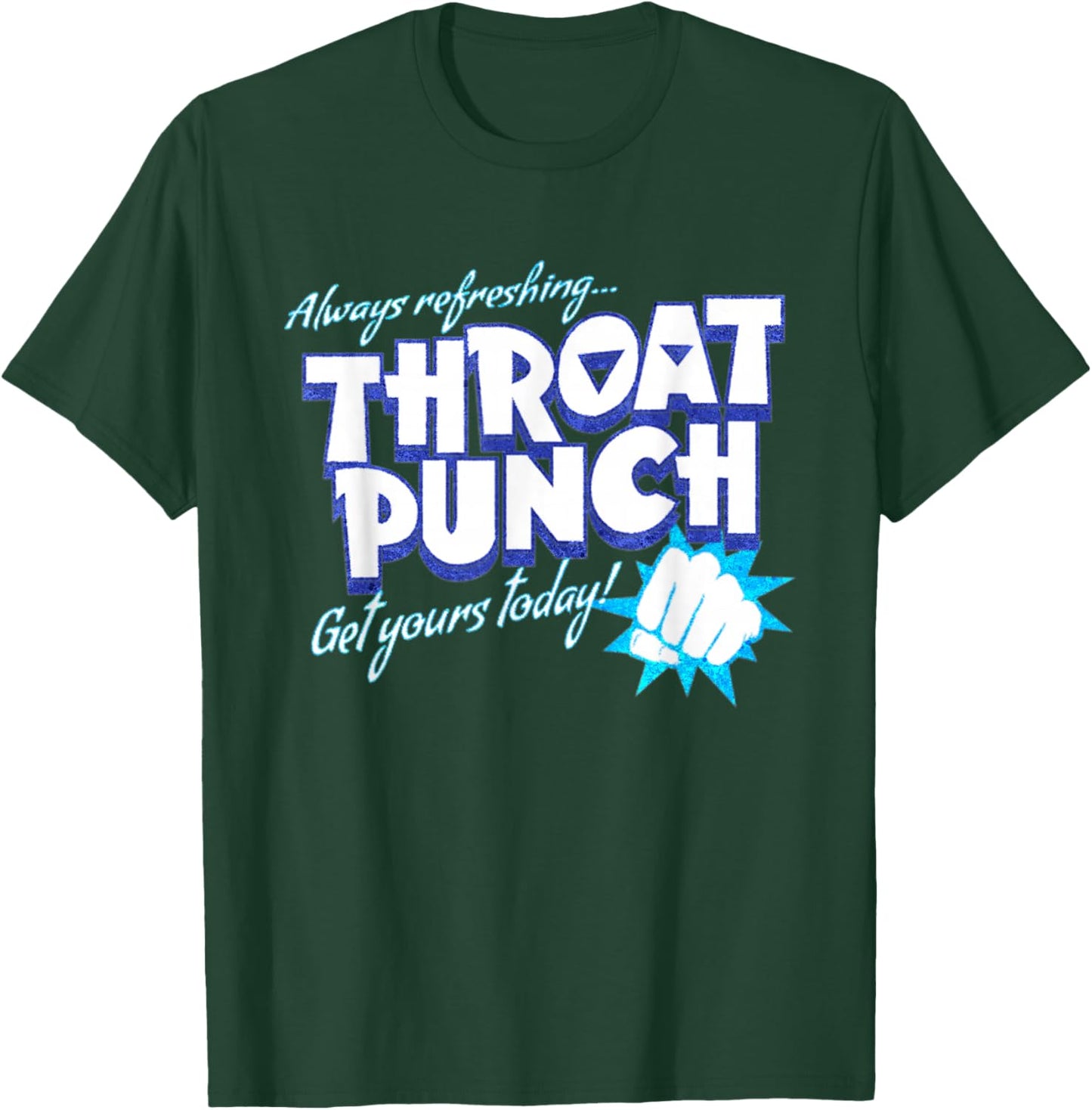 Distressed Refreshing Throat Punch Blue T-Shirt - T-Shirt | Forest