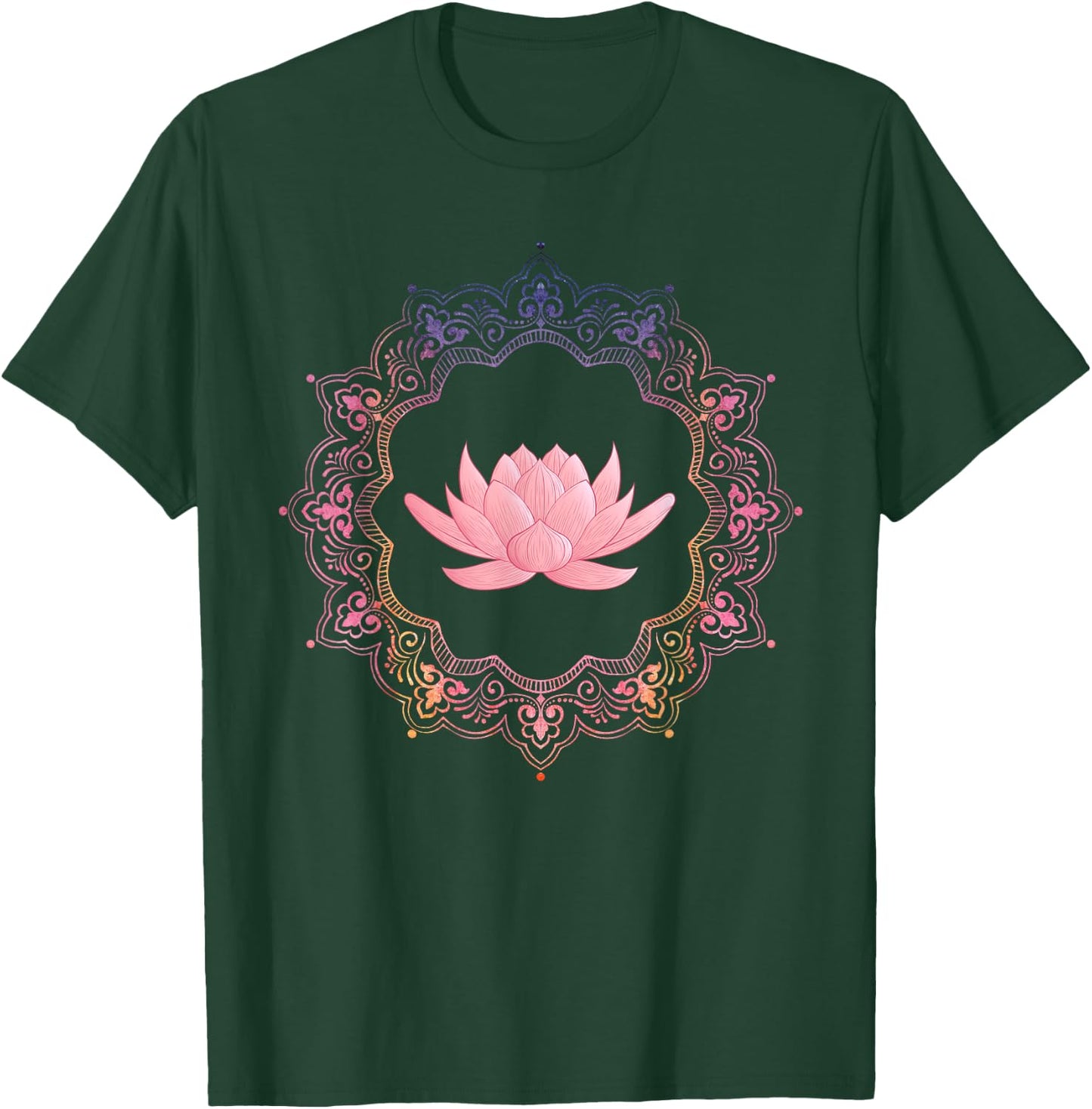 Lotus Mandala Circle | Spiritual Yoga T-Shirt - T-Shirt | Forest