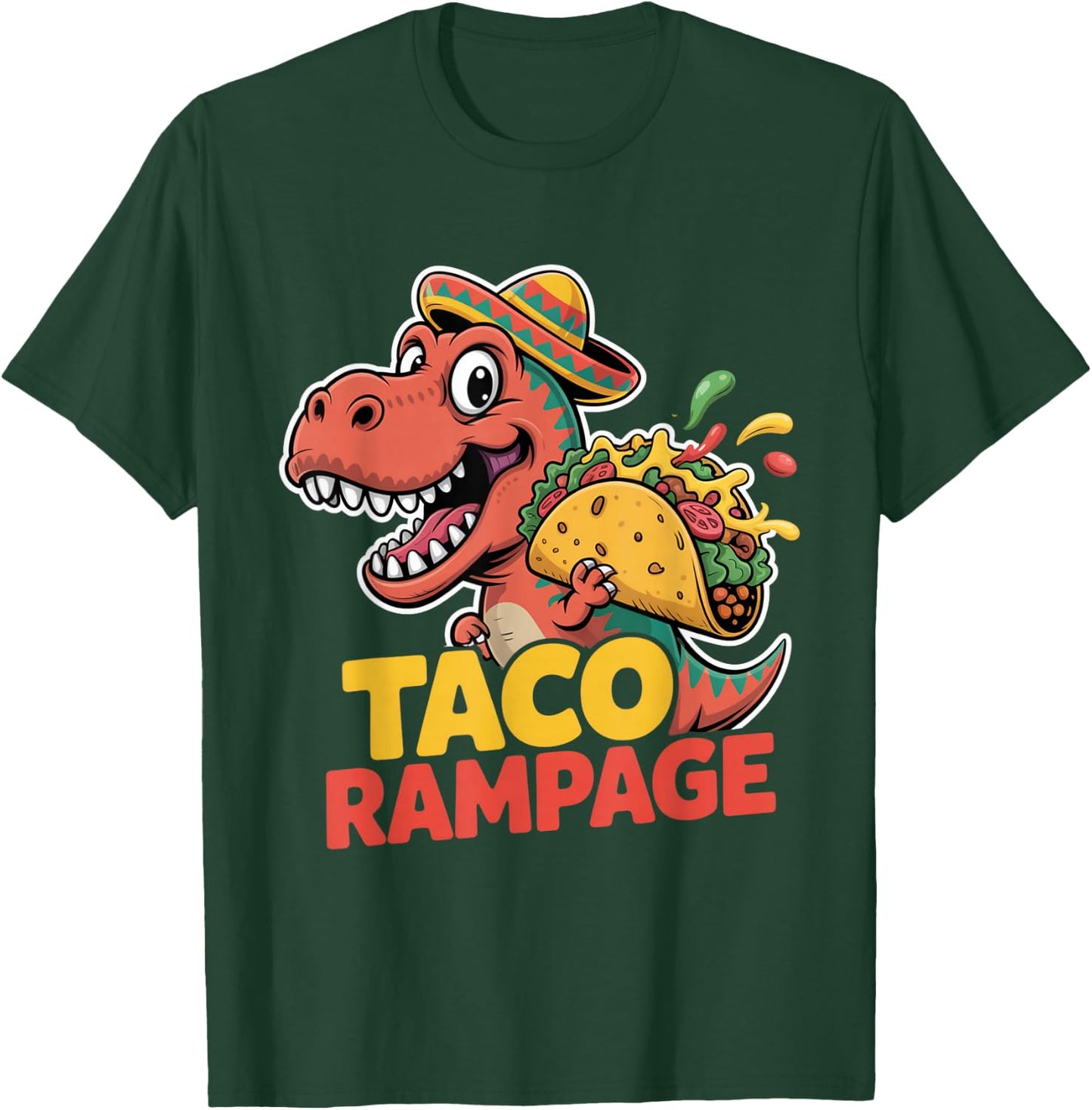T Rex Taco Rampage Cinco De Mayo Funny Dino T-Shirt - T-Shirt | Forest