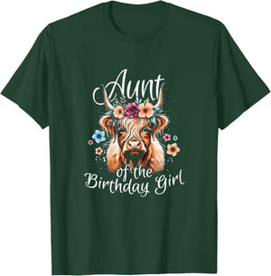 Aunt Of The Birthday Girl Highland Cow T-Shirt - T-Shirt | Forest
