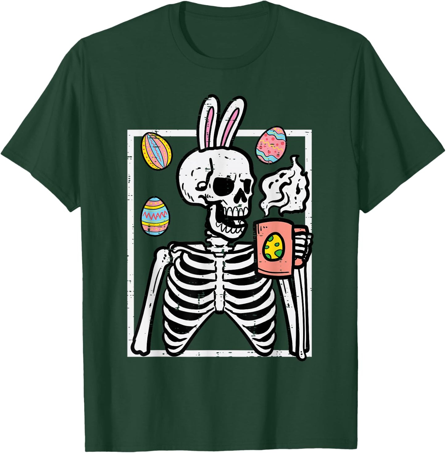 Easter Skeleton Bunny Coffee Rabbit Men Women Kids Teens T-Shirt - T-Shirt | Forest