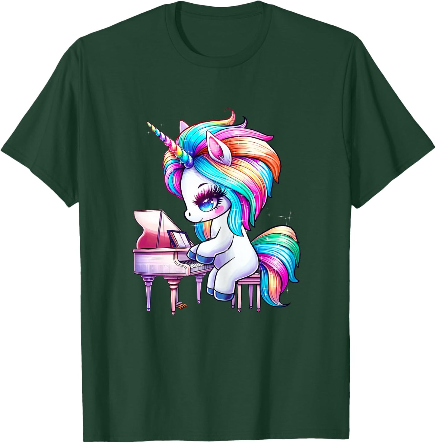 Unicorn Playing Piano Pianist Musician Music Teacher T-Shirt - T-Shirt | Forest