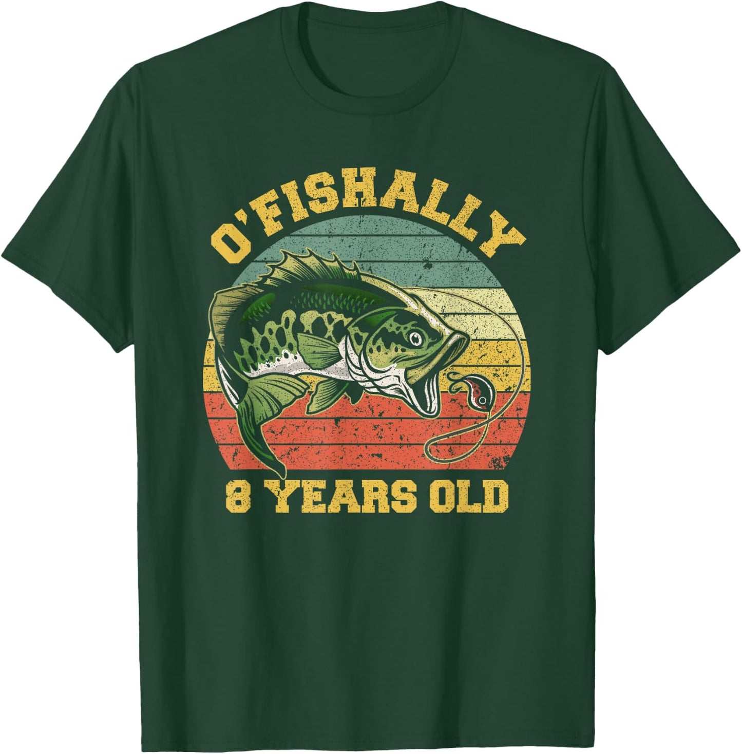 O'Fishally 8 Years Old Fishing Birthday Theme Party 8th T-Shirt - T-Shirt | Forest