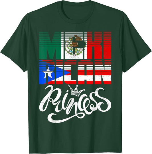 Mexirican Princess Puerto Rican Mexican Hispanic Heritage T-Shirt - T-Shirt | Forest