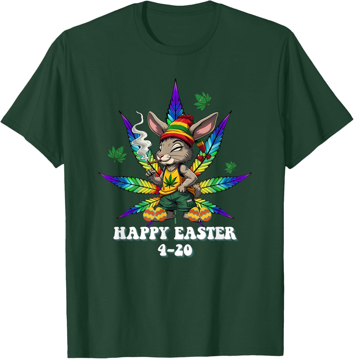 Stoned Easter Bunny With Joint 4/20 Marijuana Easter 420 T-Shirt - T-Shirt | Forest