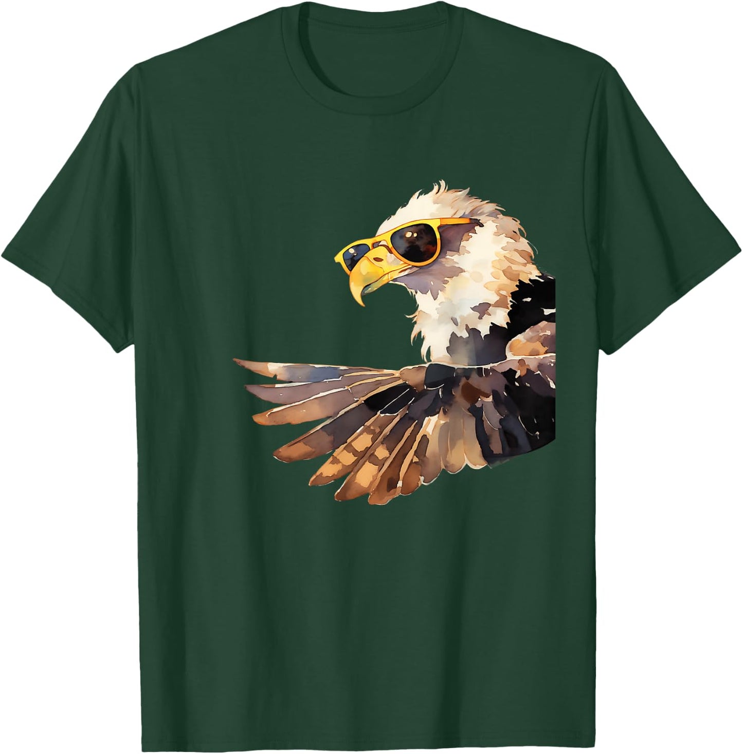 Hawk Wearing Sunglasses Peeking From Side Nature Wildlife T-Shirt - T-Shirt | Forest
