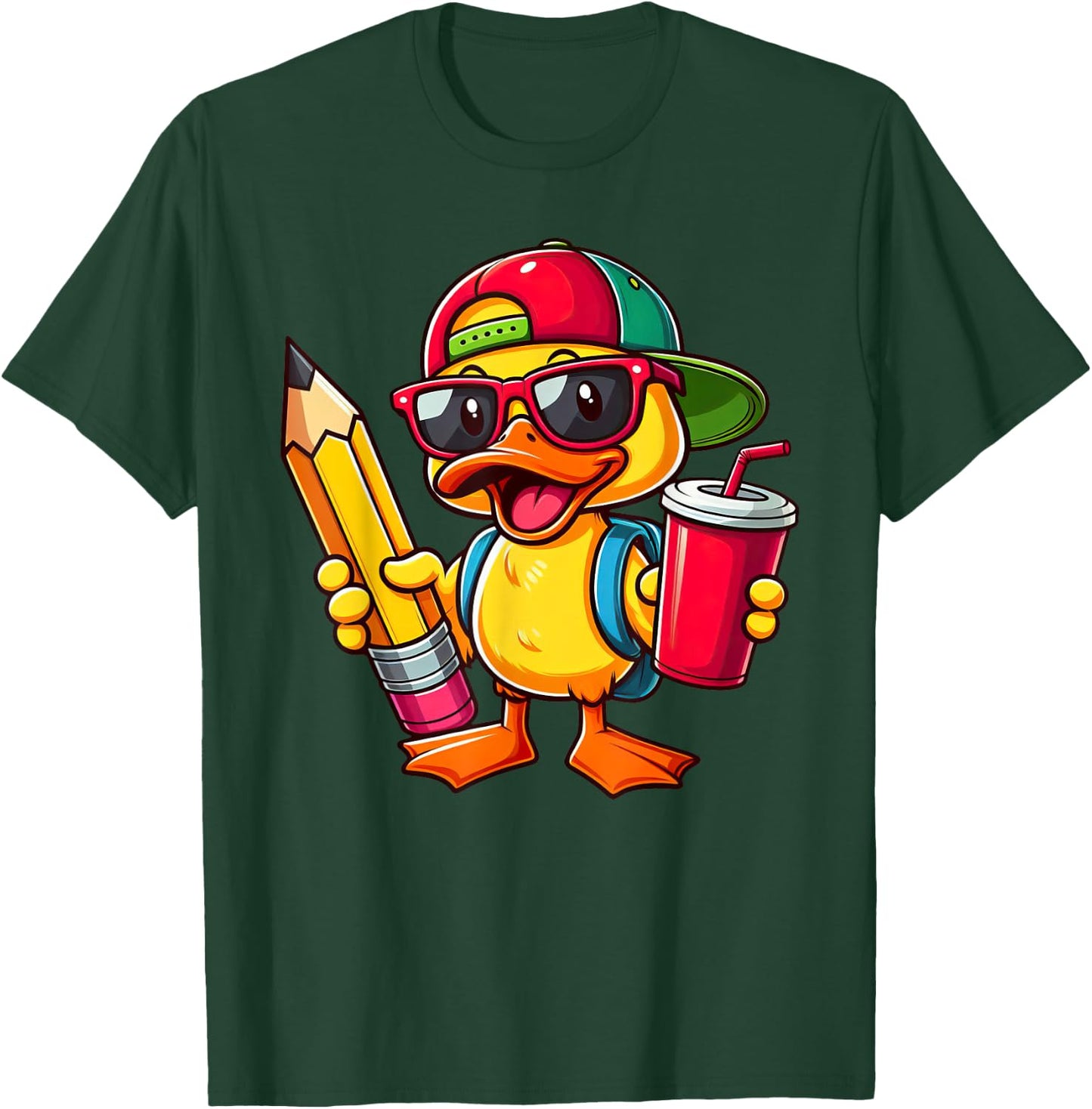 Cute Duck Lover Pencil Back to School Kids Boys Girls T-Shirt - T-Shirt | Forest