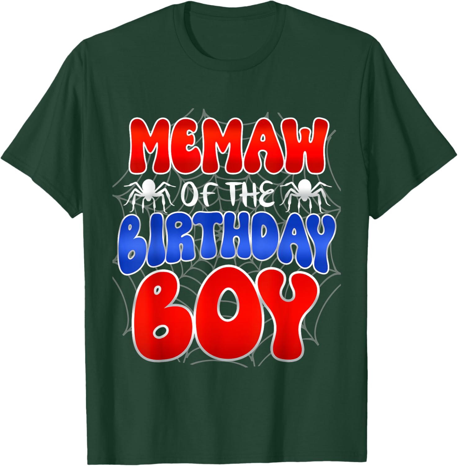 Memaw of the Birthday Boy Costume Spider Web Birthday Party T-Shirt - T-Shirt | Forest