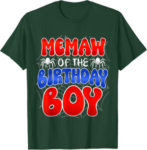 Memaw of the Birthday Boy Costume Spider Web Birthday Party T-Shirt - T-Shirt | Forest