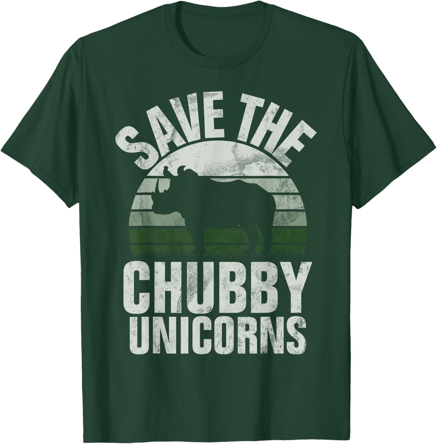Save The Chubby Unicorns Fat Rino Rhinoceros Retro T-Shirt - T-Shirt | Forest